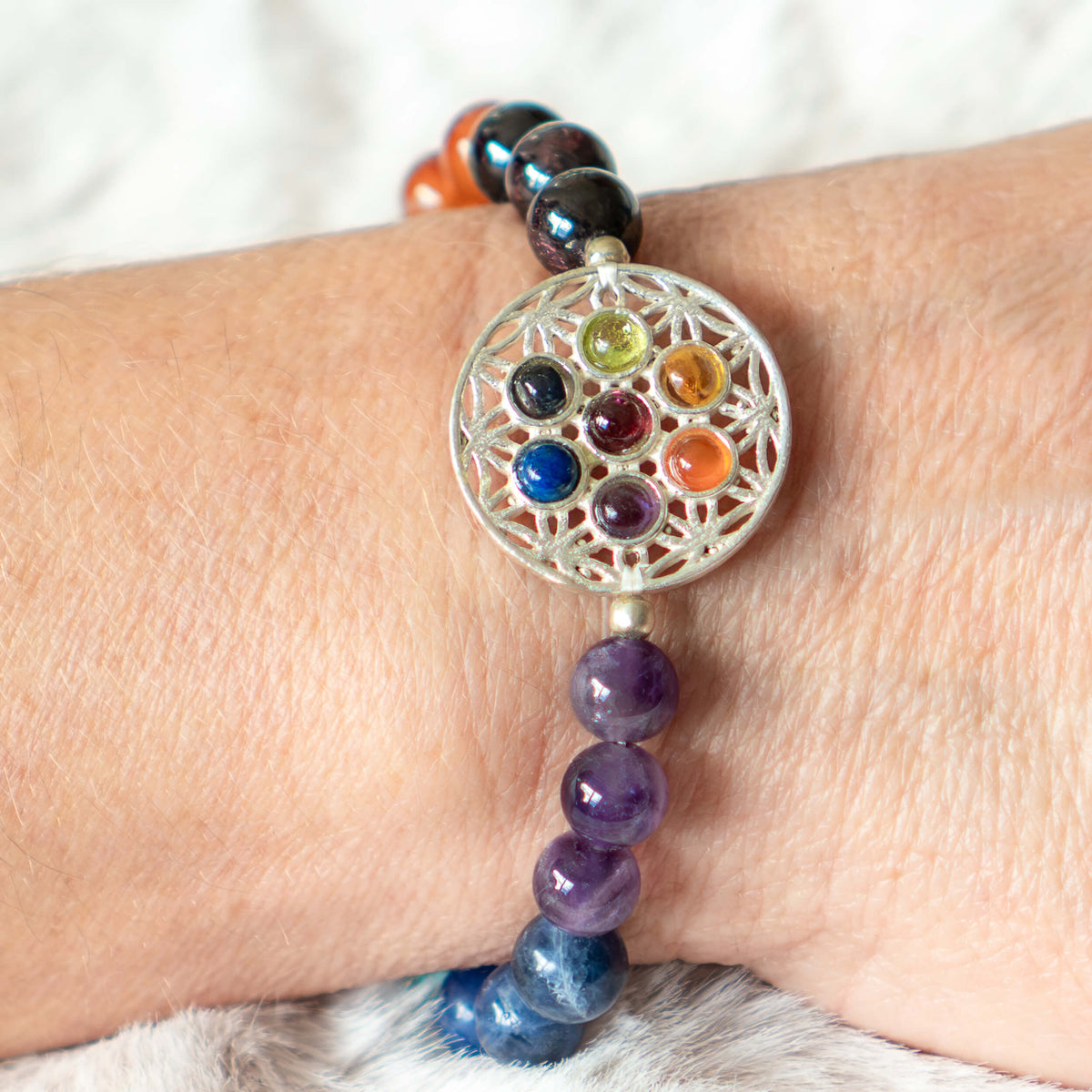 Armband 7 Chakren Blume des Lebens