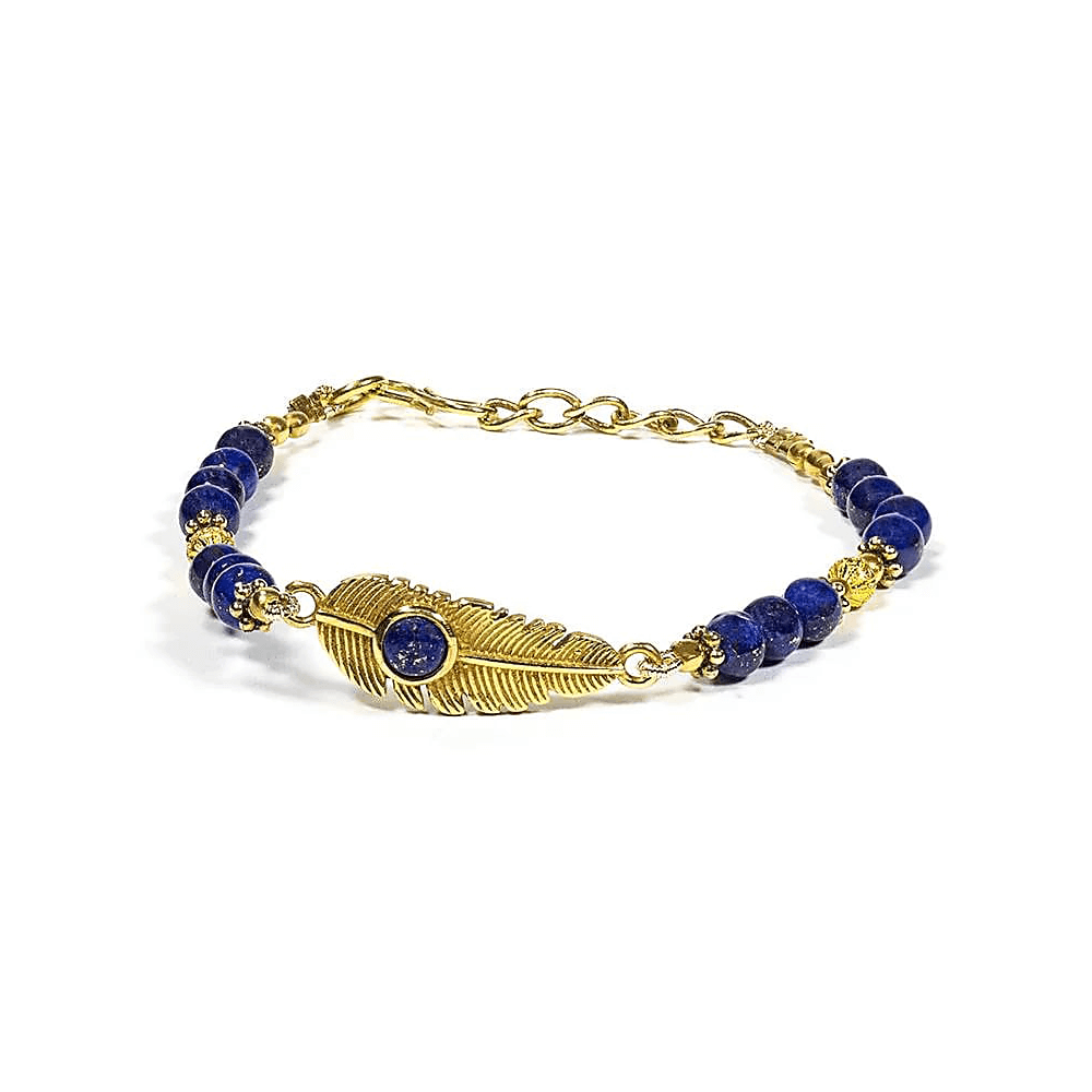 Armband Feder mit Lapislazuli