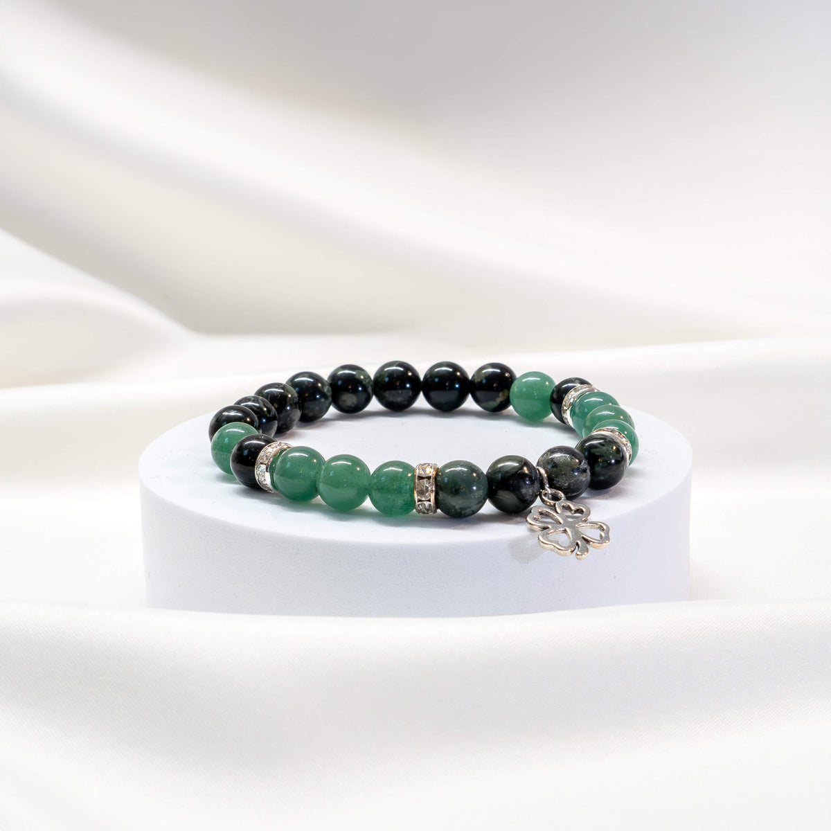 Armband Kambaba Jaspis/Aventurin mit Kleeblatt