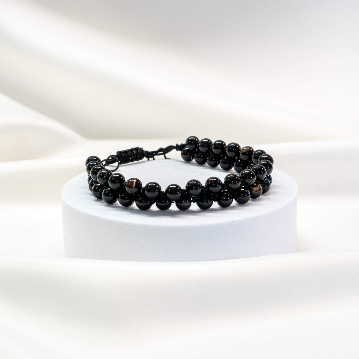 Armband mit schwarzem Achat doppelreihig