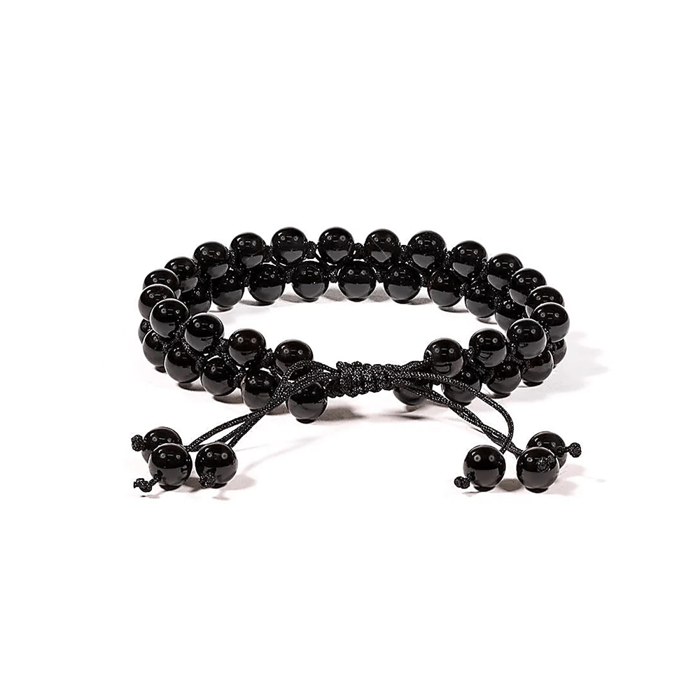 Armband mit schwarzem Achat doppelreihig