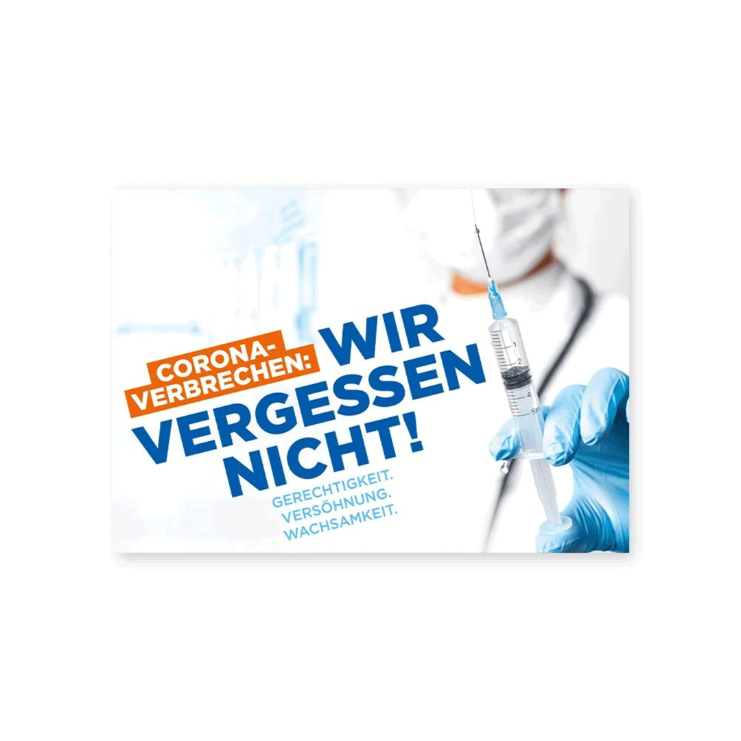 Aufkleber „Corona-Verbrechen: Wir vergessen nicht!“
