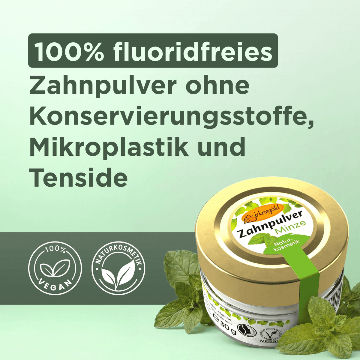 Fluoridfreies Zahnpulver Minze