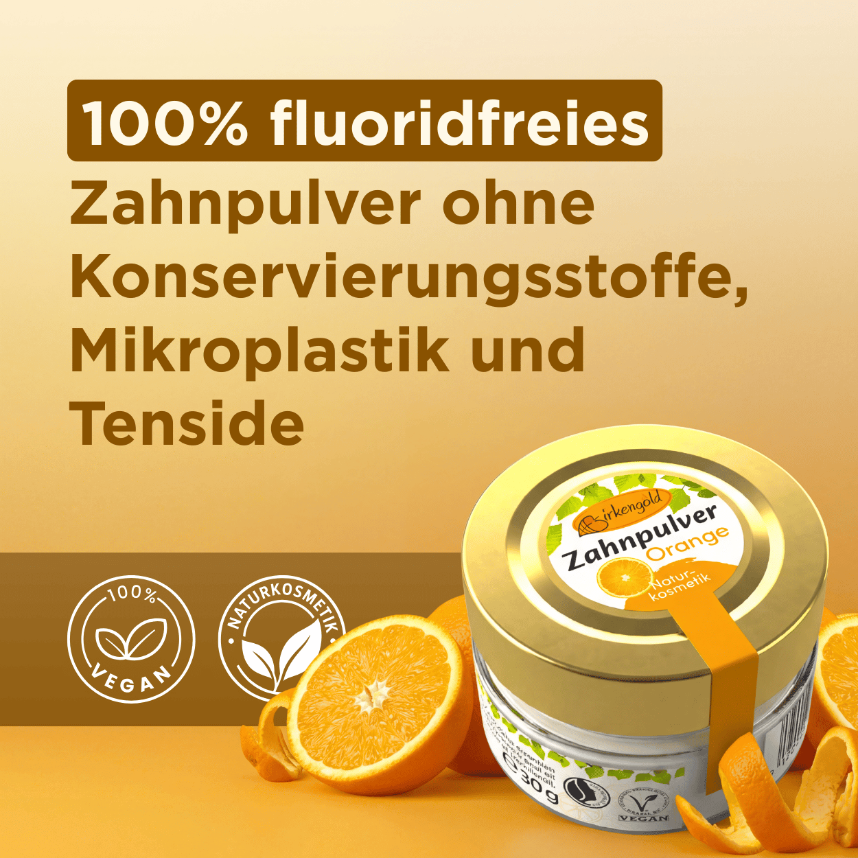 Fluoridfreies Zahnpulver Orange