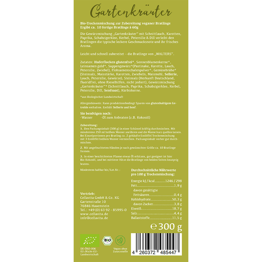 Bratlinge Veggieburger „Gartenkräuter“