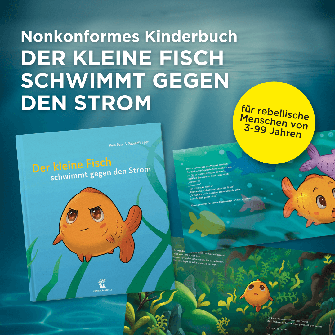 Der kleine Fisch schwimmt gegen den Strom