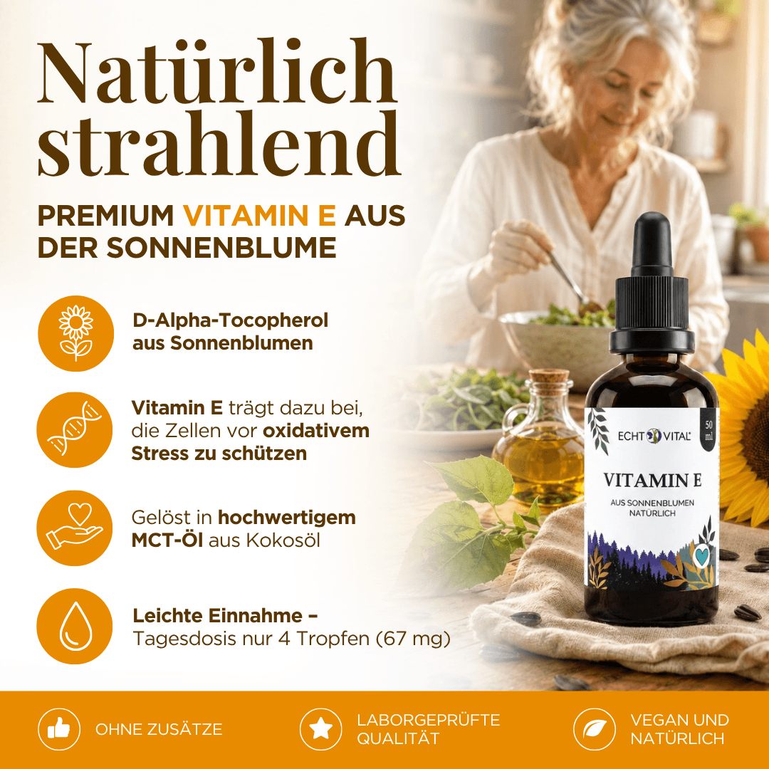 Vitamin E Tropfen aus Sonnenblumen
