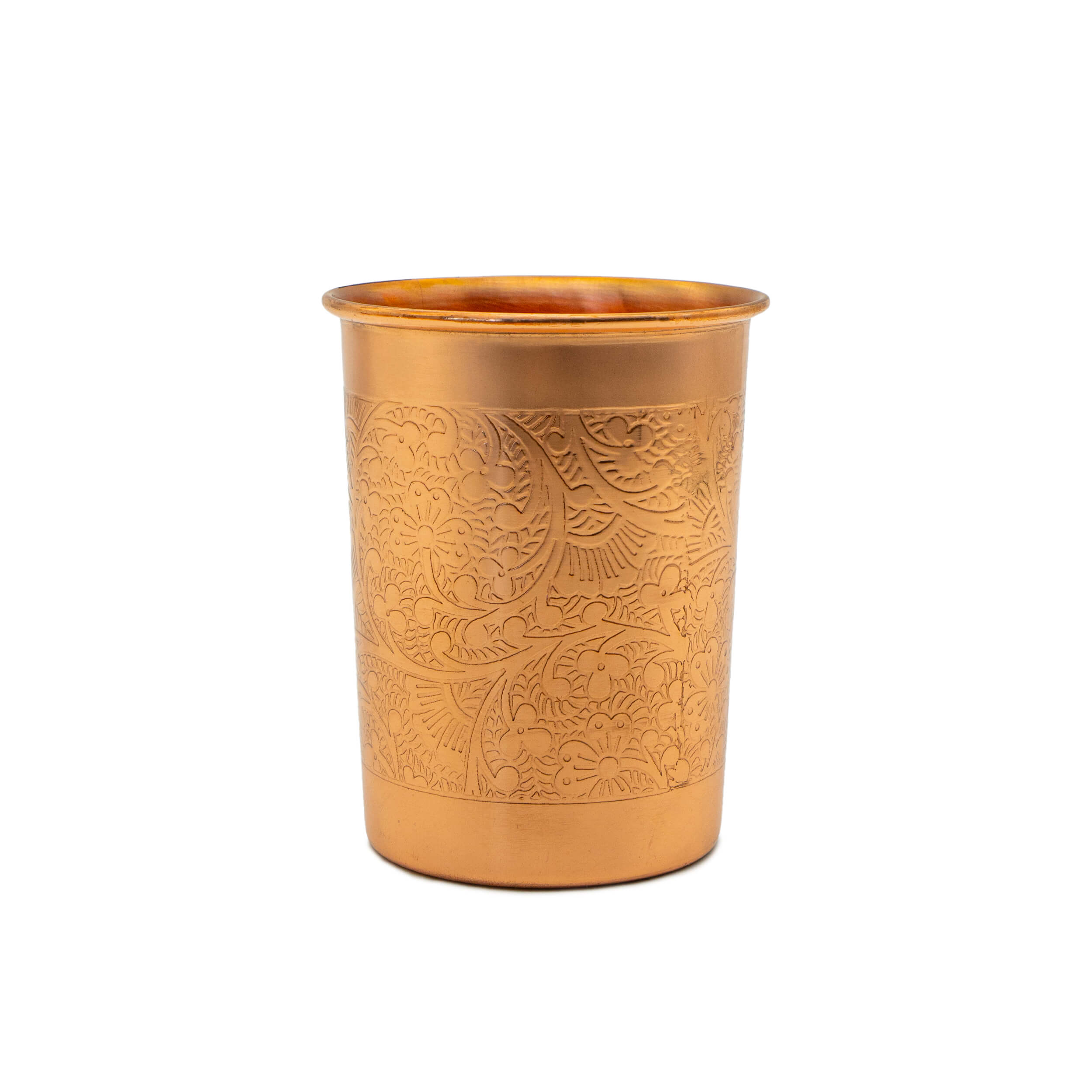 Kupferbecher mit Blumenmuster