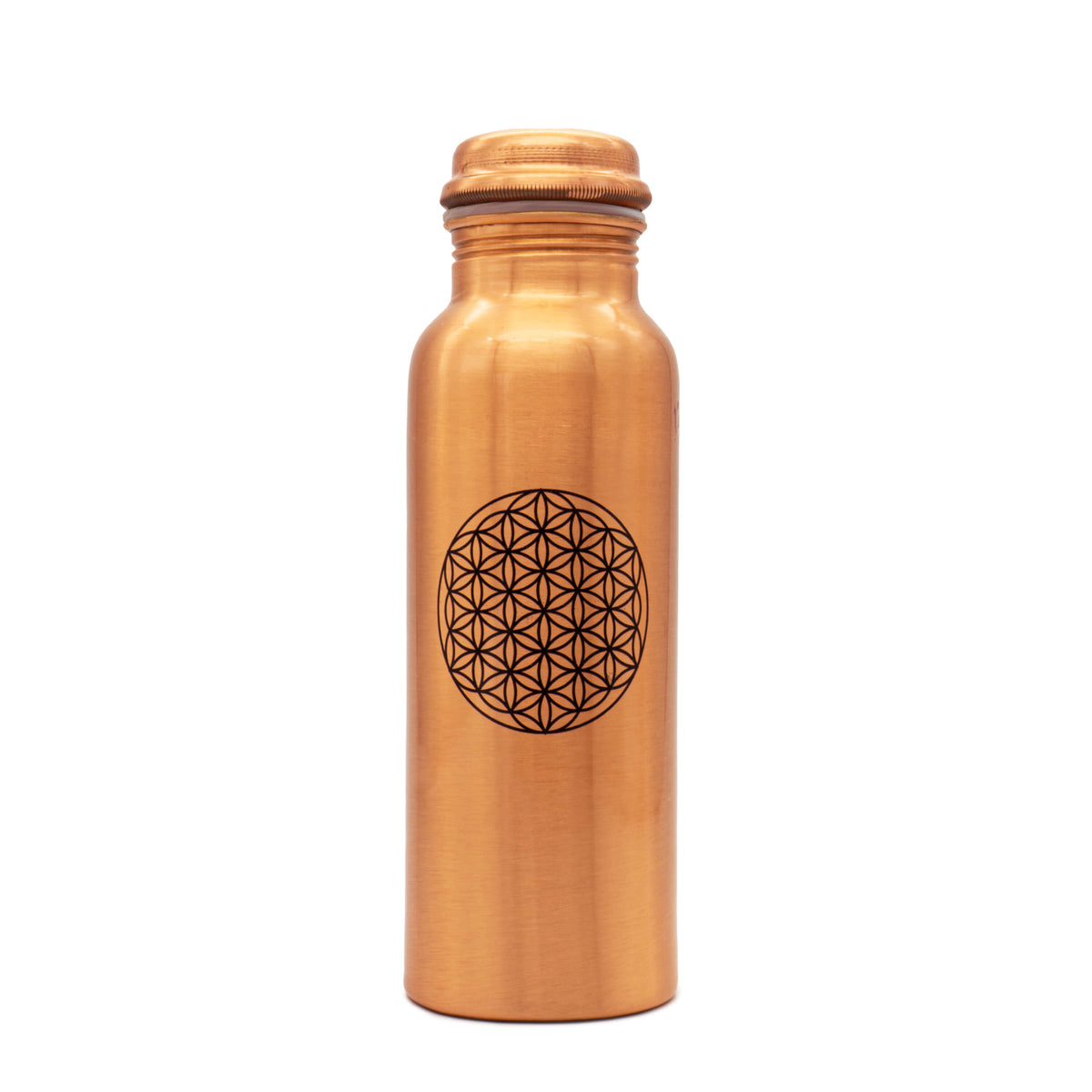 Kupferflasche „Blume des Lebens“ dunkel
