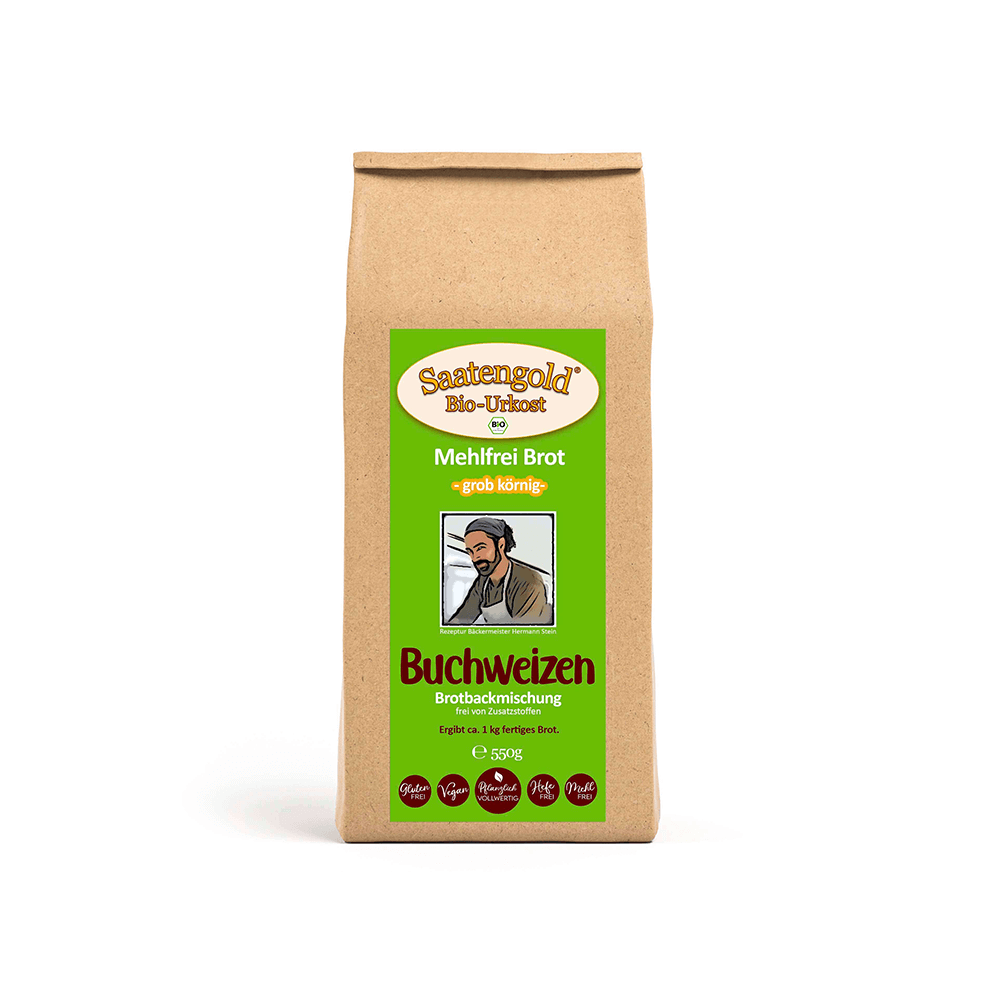 Mehlfreie Bio Brotbackmischung Buchweizen grobkörnig