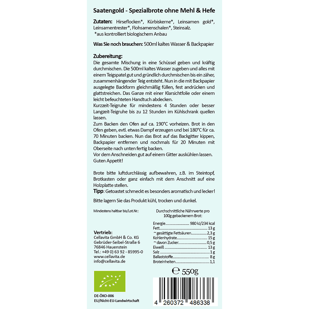 Mehlfreie Bio Brotbackmischung Hirse
