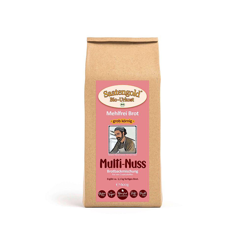 Mehlfreie Bio Brotbackmischung Multi-Nuss grobkörnig