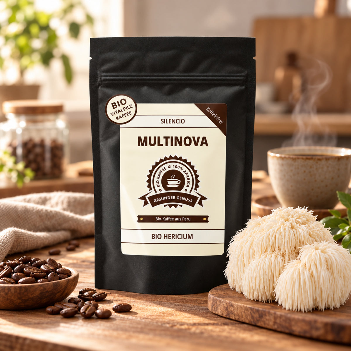 Koffeinfreier Bio Vitalpilz Kaffee „Silencio“ mit Hericium