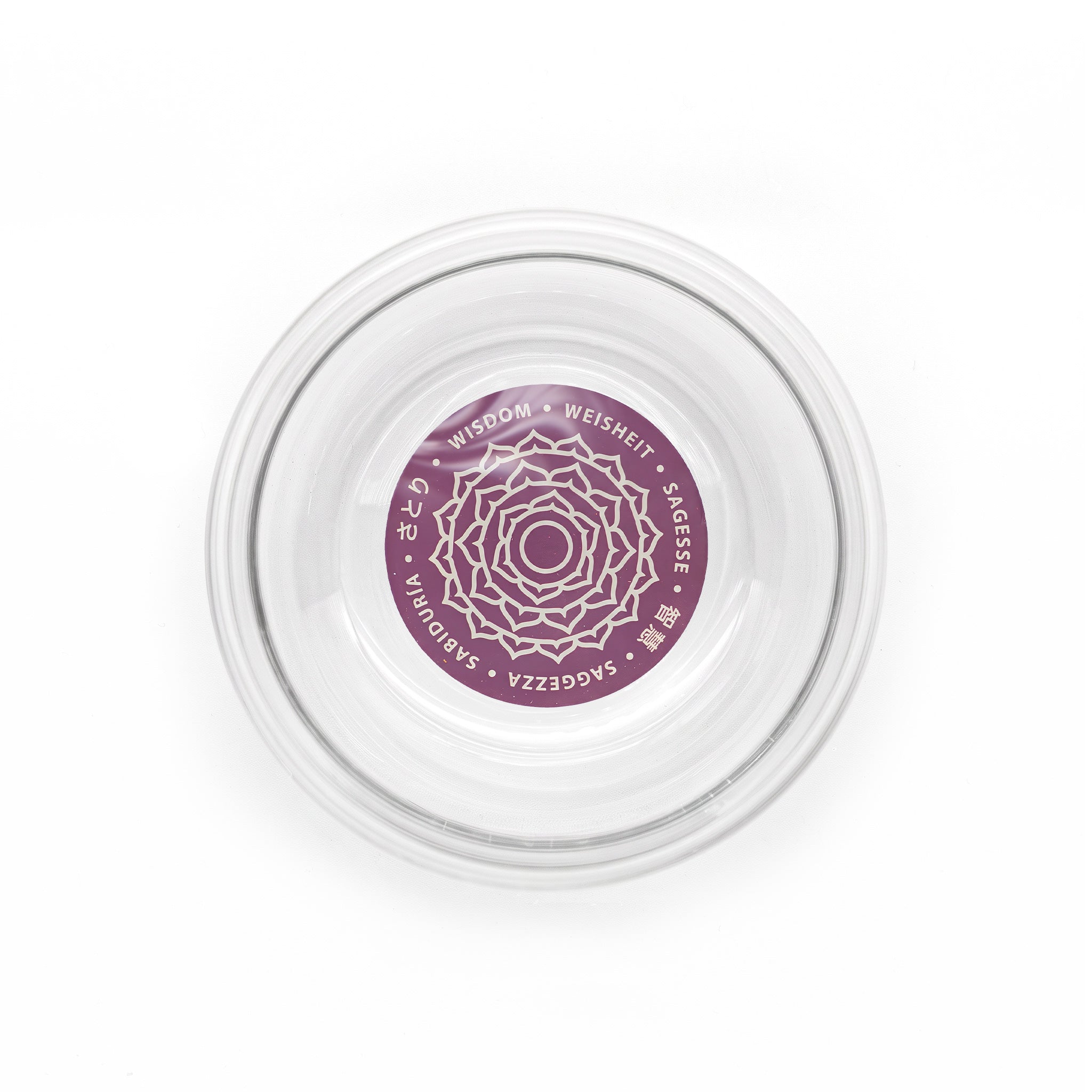 Chakra-Trinkglas Mythos mit Affirmation, Detailansicht