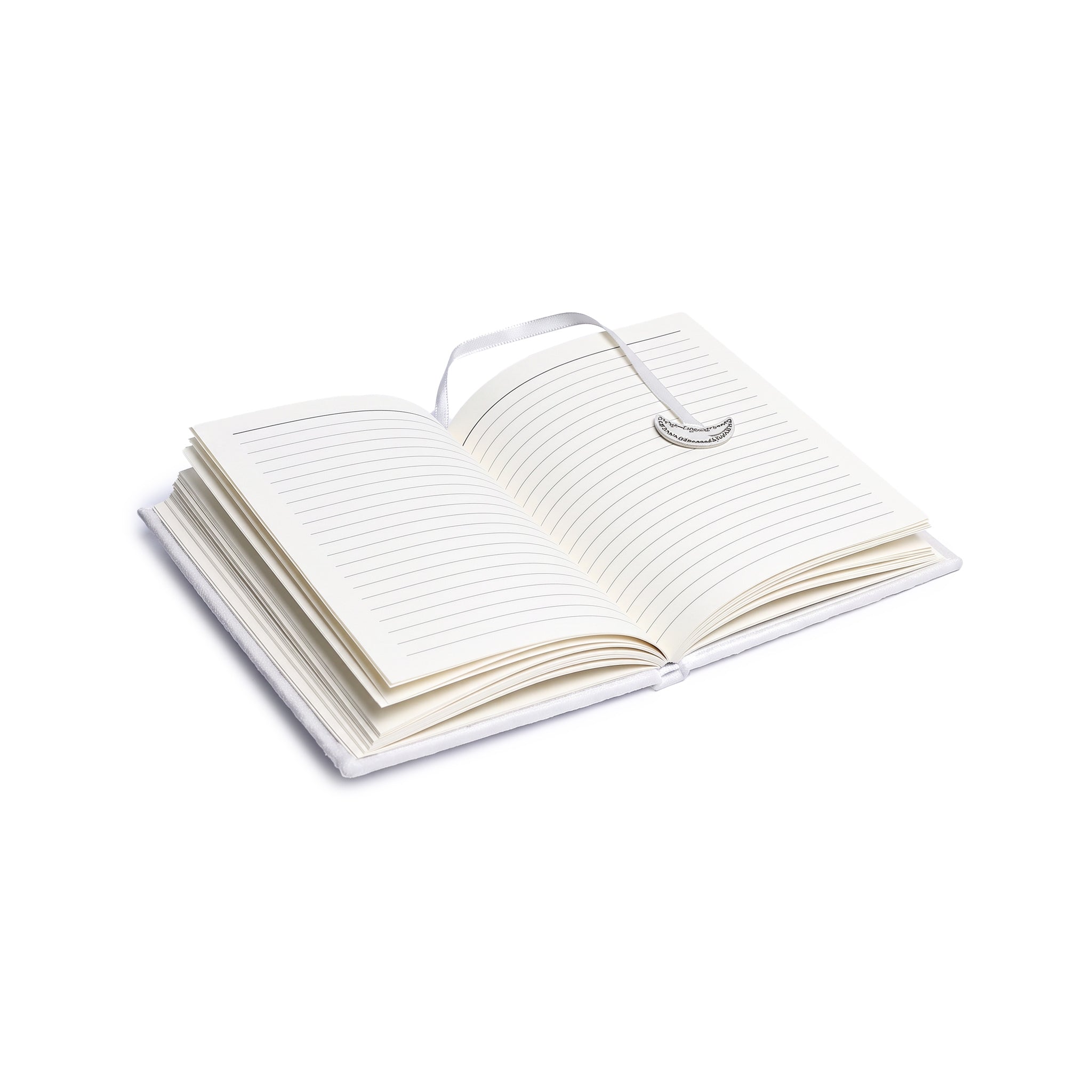 Notizbuch Samt weiß mit Sonne und Mond – Stickerei