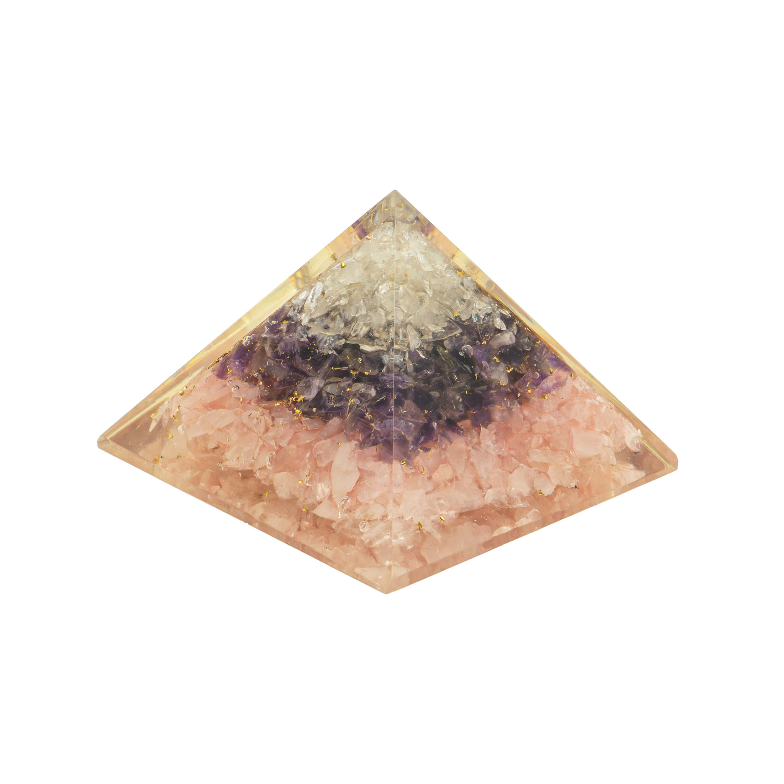 Orgonit Pyramide Goldene Dreieck mit Blume des Lebens