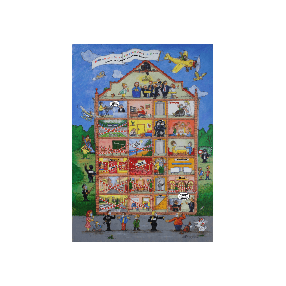 Poster „Willkommen im verrückten Corona-Haus“