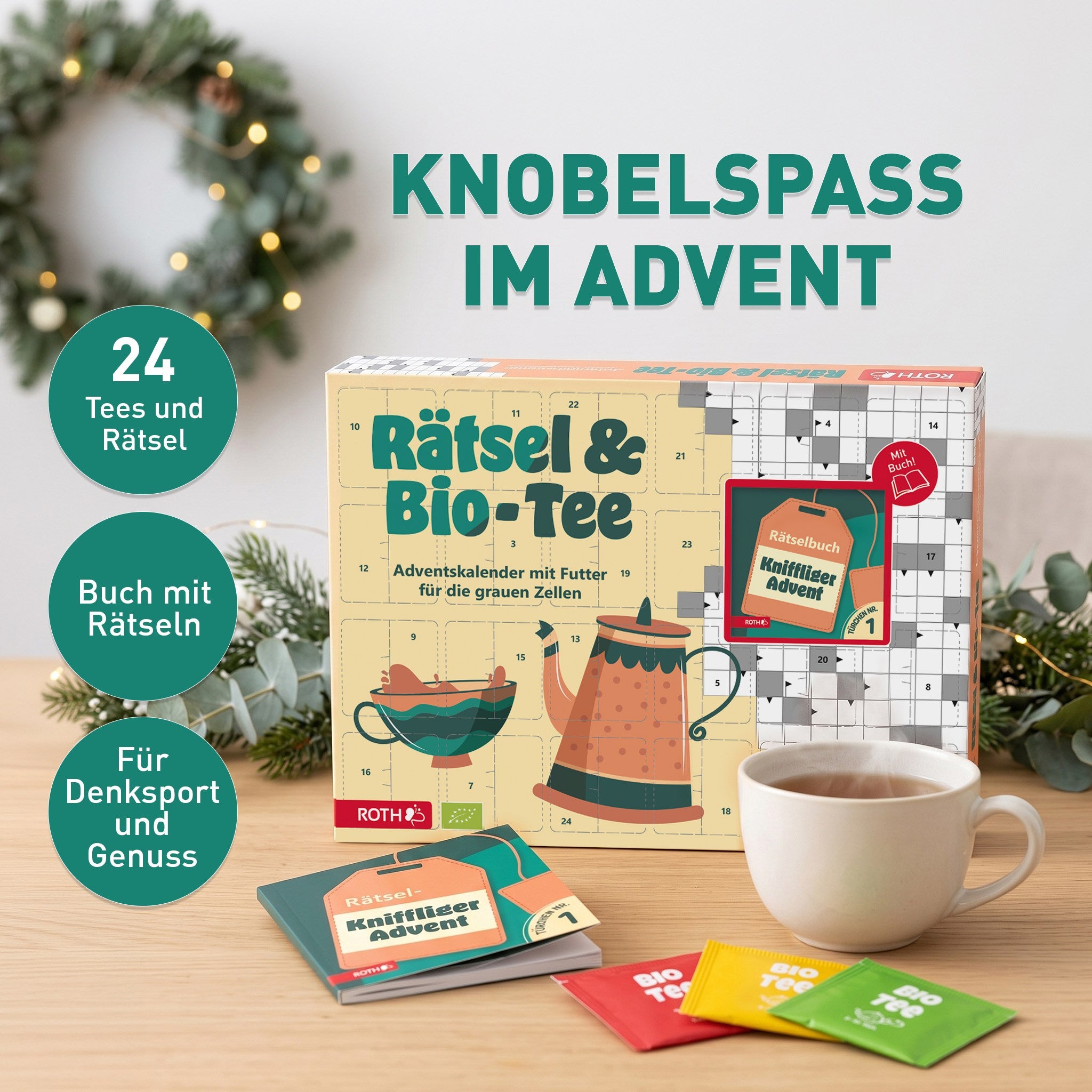 Rätsel und Bio Tee Adventskalender
