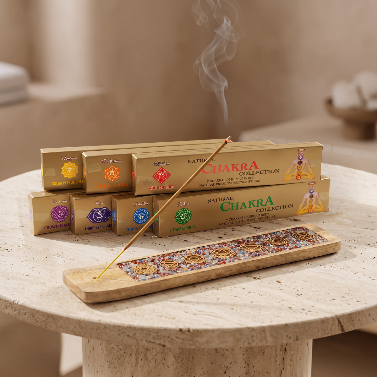 Räucherstäbchen Geschenkset 7 Chakren im Stimmungsbild
