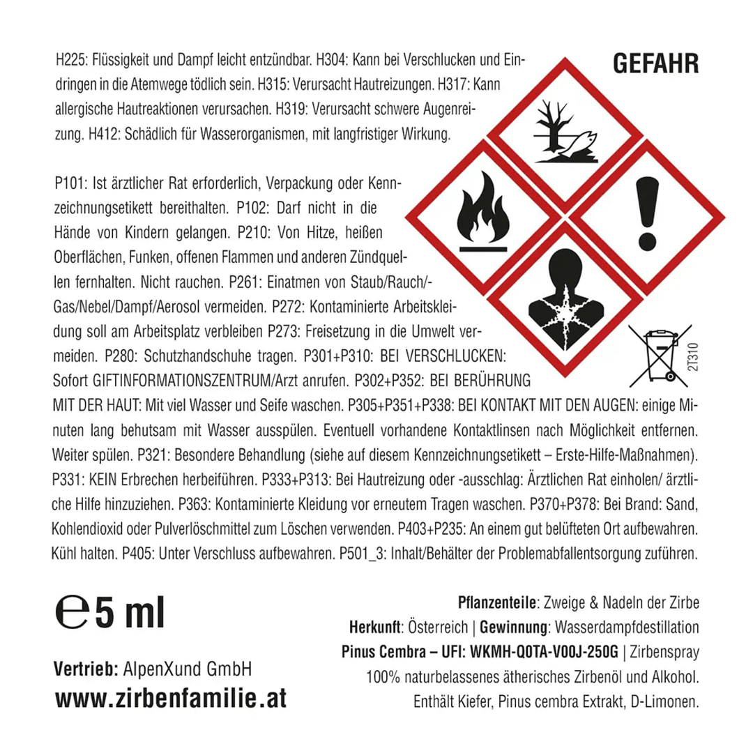 Zirben Blume Anhänger Set inkl. Zirbenspray